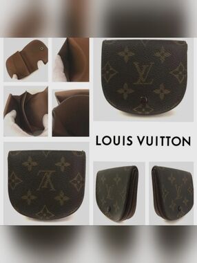 Authentic LV Monogram Porte Monnaie Gousset Coin Purse Brown Excellent Cond